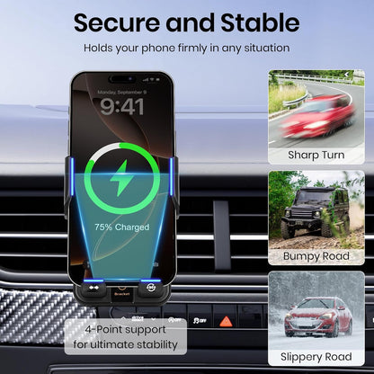 Auto-Clamping Car Phone Holder & Charger