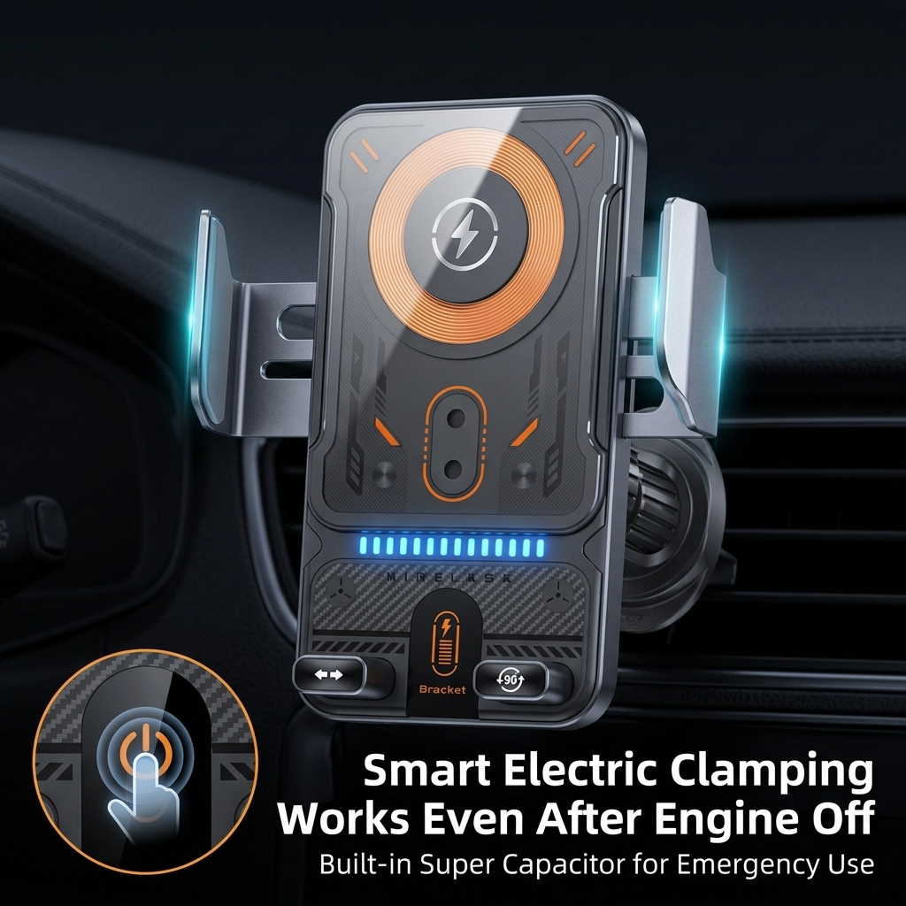 Auto-Clamping Car Phone Holder & Charger