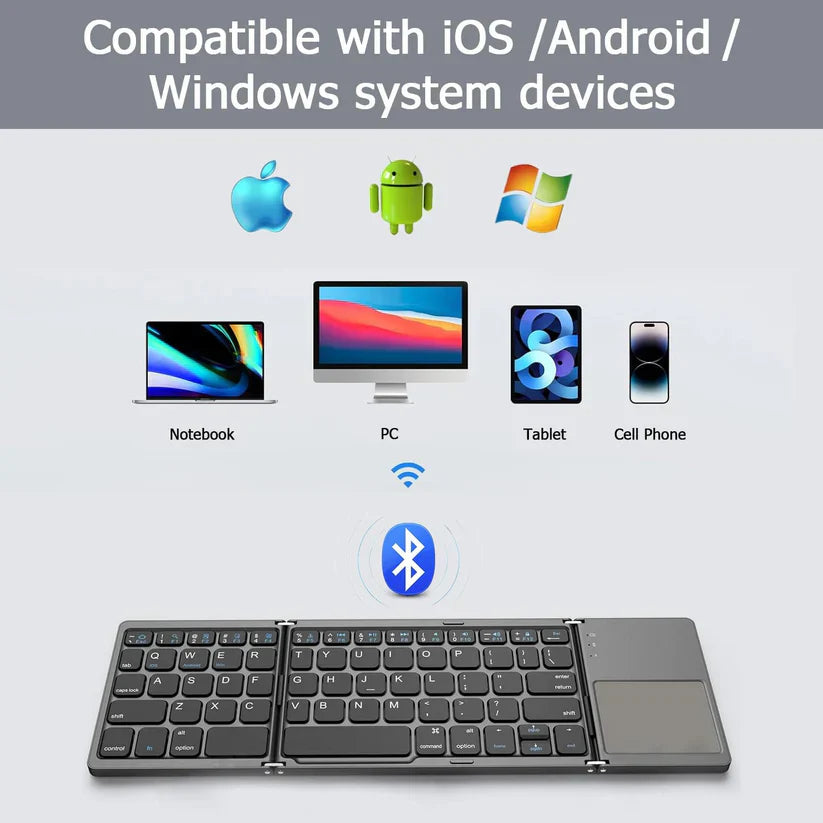 Keyfold Pro | Portable Foldable Bluetooth Keyboard with Touchpad