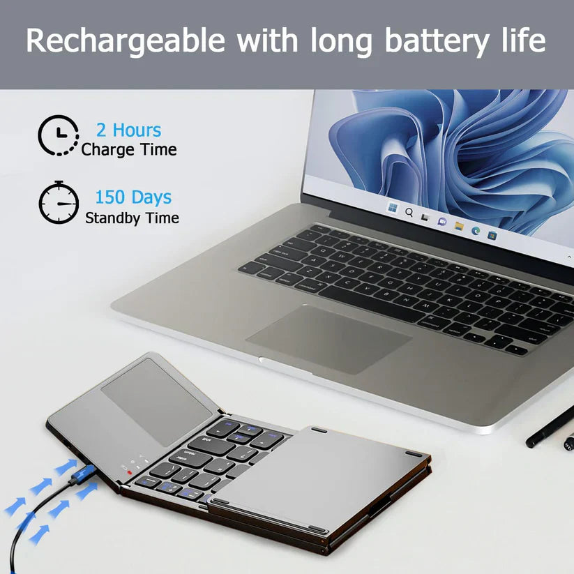 Keyfold Pro | Portable Foldable Bluetooth Keyboard with Touchpad