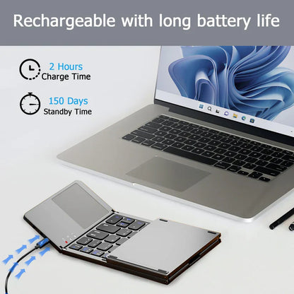 Keyfold Pro | Portable Foldable Bluetooth Keyboard with Touchpad