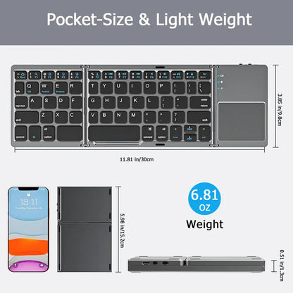 Keyfold Pro | Portable Foldable Bluetooth Keyboard with Touchpad