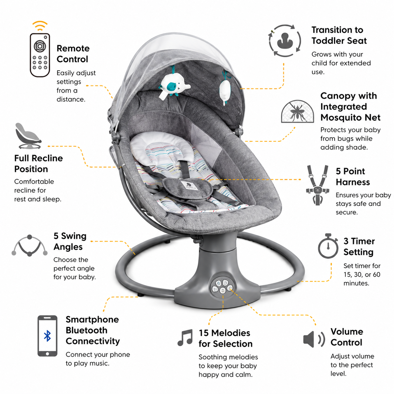 3 in 1 Electric Baby Swing Rocker