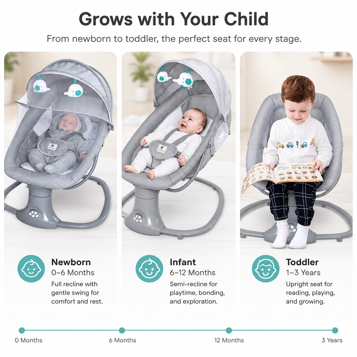 3 in 1 Electric Baby Swing Rocker
